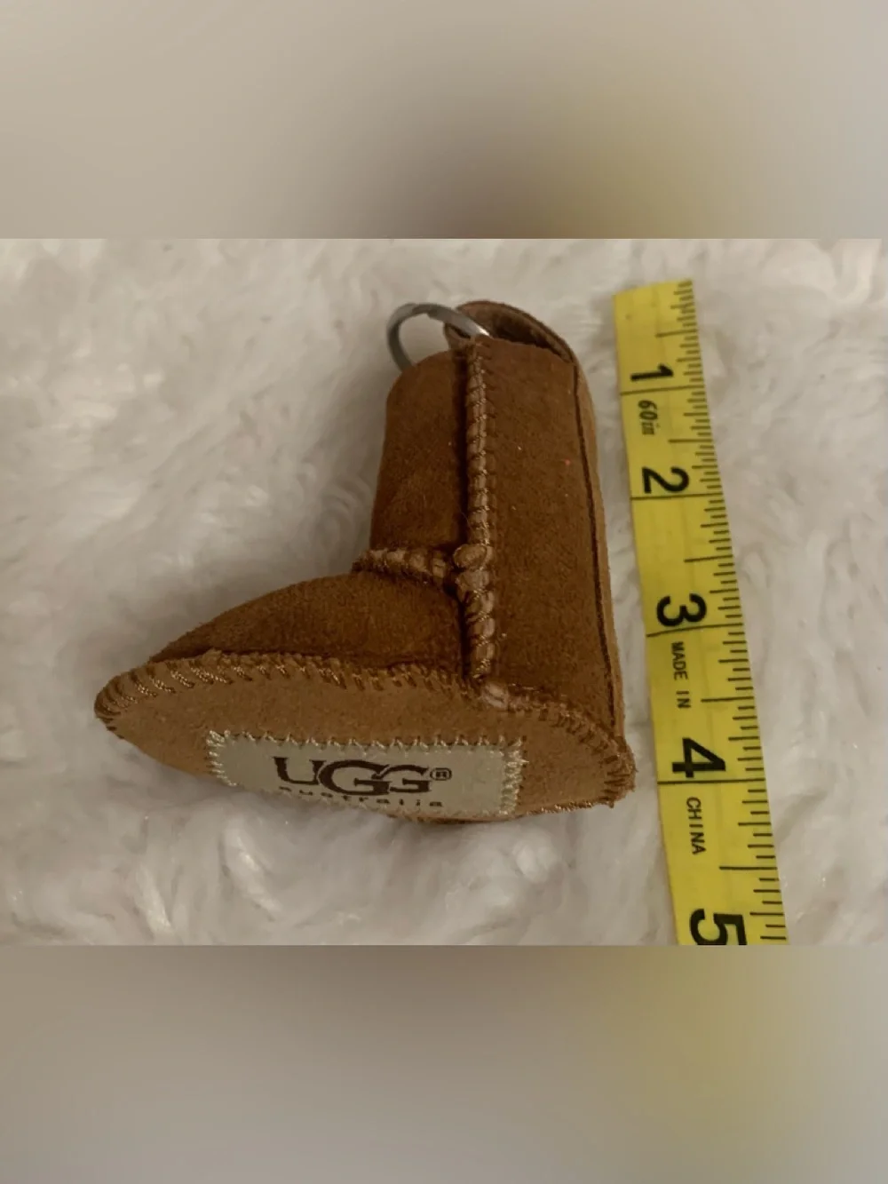 UGG Australia genuine tan suede Mini key chain boot VVGUC